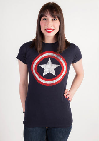 Captain America Distressed Shield Women's T-Shirt